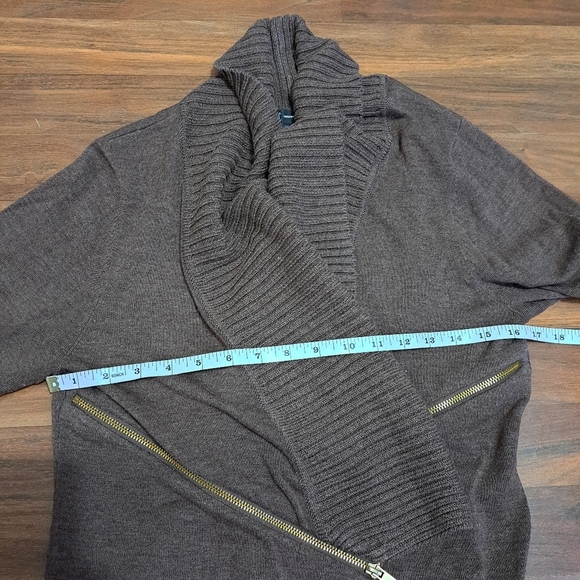 INC international concepts | Chocolate brown cardigan with gold zippers - Picture 12 of 13